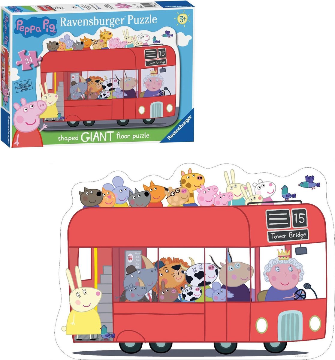 Peppa Pig puzzel - vloerpuzzel XL de Bus| 69x49cm